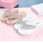 Slippers, Rhinestones Rubber Sole Beach Slope With Flip-flops