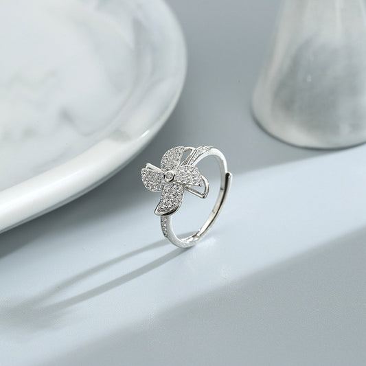 Luxury Cubic Zirconia Windmill Rings Rotating Fashion Jewelry For Women Creative Finger Spinning Ring - ladieskits - 0