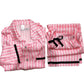 Striped Pajamas Women Autumn And Winter Sexy Pajamas Set Satin Home Silk Cardigan Long Sleeves - ladieskits - women pajamas
